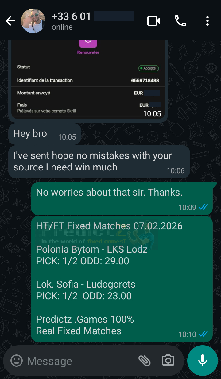 fixed matches halftime fulltime 07.02.2026