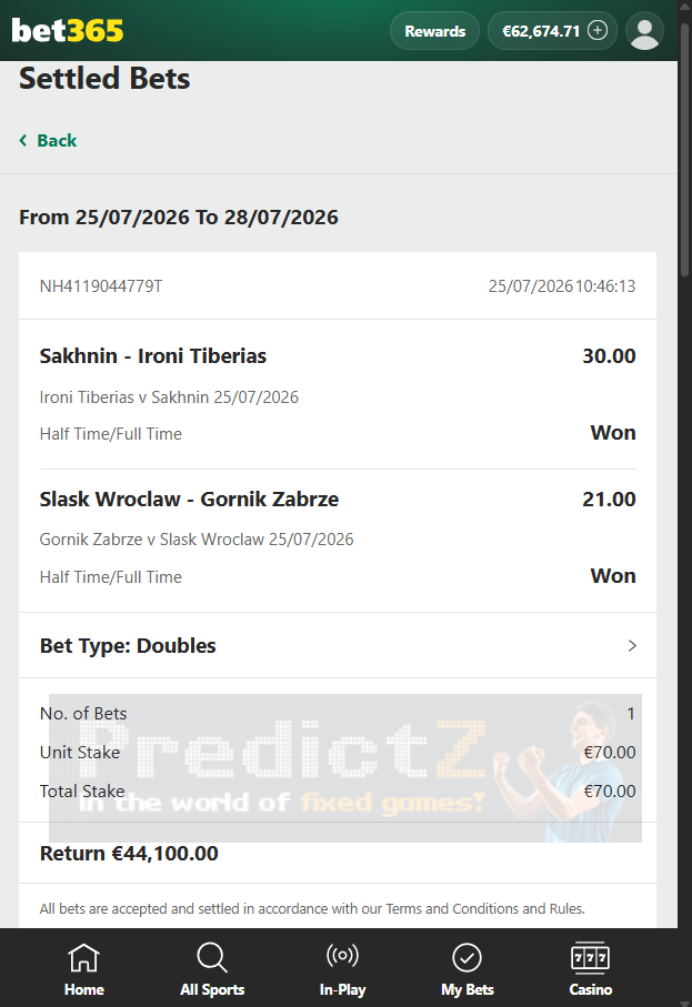 ht ft fixed matches 25.07.2026