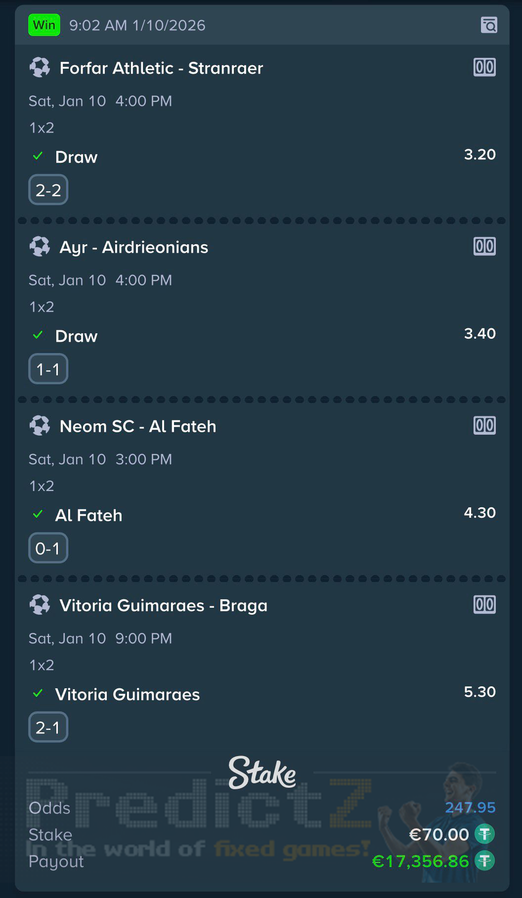 vip fixed matches 10.01.2026